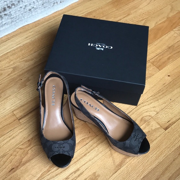 Coach Shoes - Coach Ferry Signtaure Logo Wedge Sandals